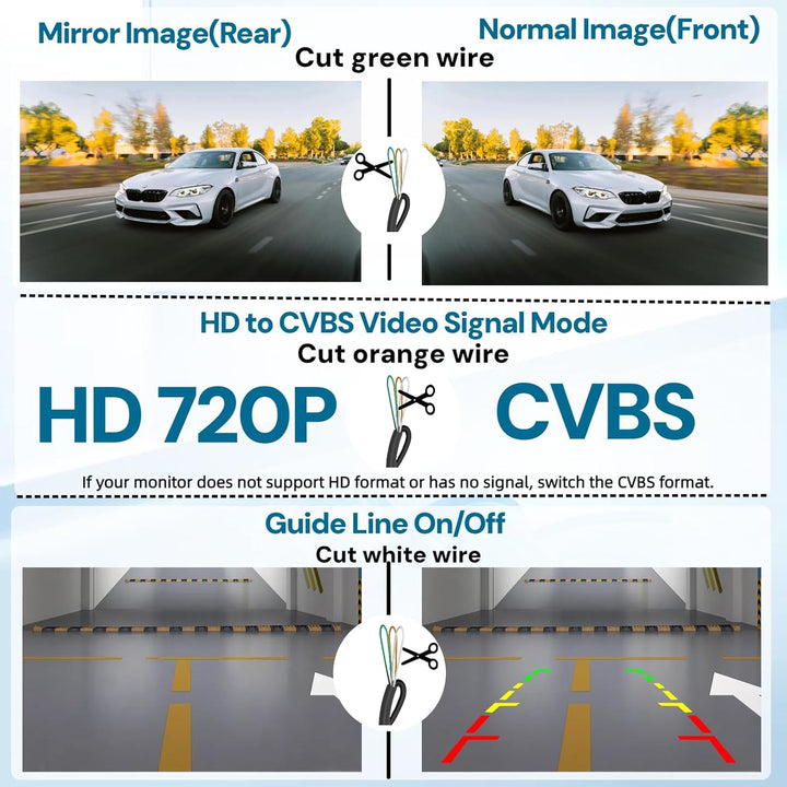 Auto Rückfahrkamera Nachrüsten 170° Weitwinkel Nachtsicht IP68 wasserdichte HD720P/NTSC Rückfahrkame
