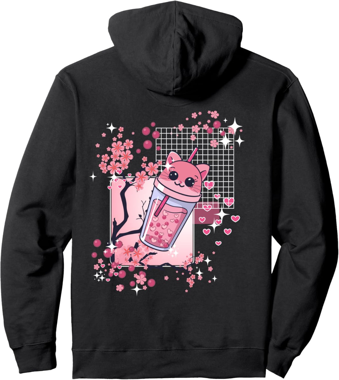 Kawaii Boba Tee Katze Bubble Tea Japanische Anime Pullover Hoodie