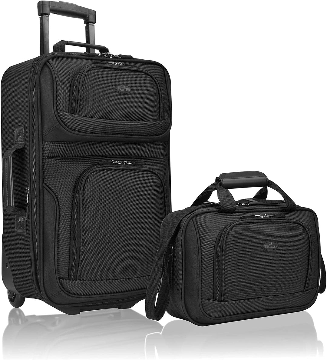 Rio Rugged Fabric Erweiterbares Handgepäck-Set 2 Wheel Schwarz, 2 Wheel Schwarz