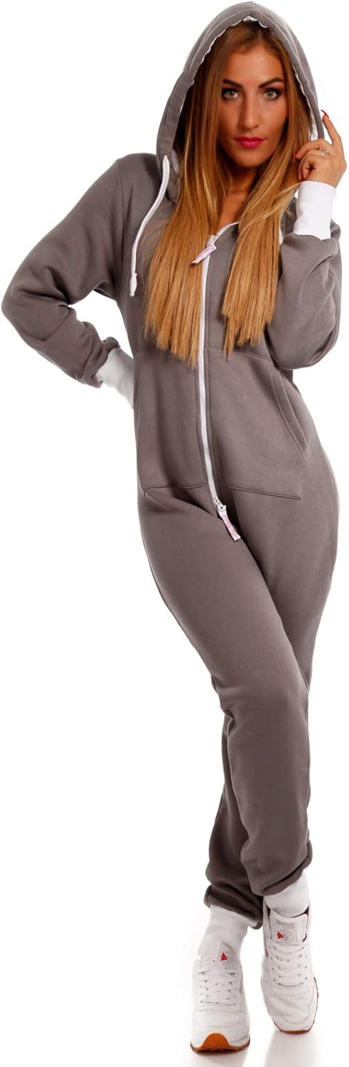 Crazy Age Basic Jumpsuits Ganzkörperanzug Einteiler One Piece Schlafanzug Overall Damen Jumpsuit Kus
