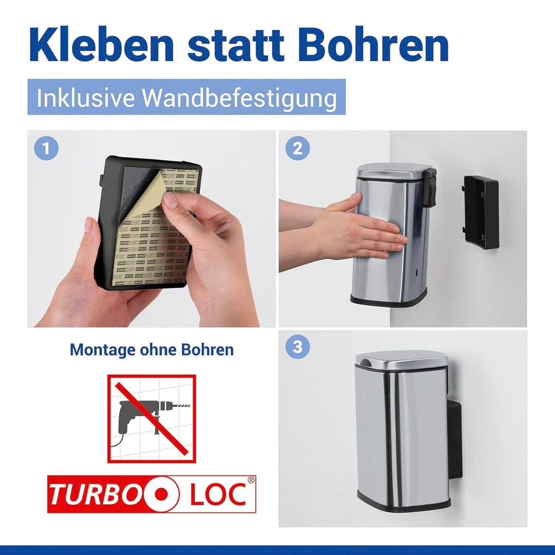 WENKO Wand-Kosmetikeimer Mod. Sare 3 Liter, Mülleimer mit Deckel und Easy-Close Absenkautomatik, Bad
