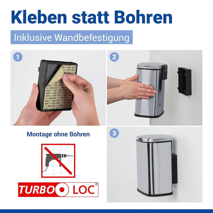 WENKO Wand-Kosmetikeimer Mod. Sare 3 Liter, Mülleimer mit Deckel und Easy-Close Absenkautomatik, Bad