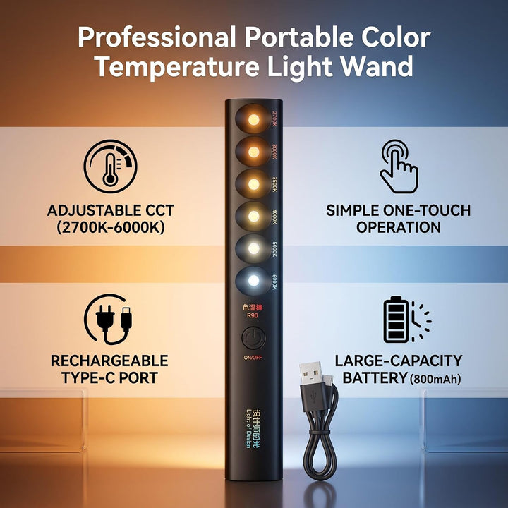 Yosoo Health Gear LED Lichtstab, Tragbarer Fotografie-Beleuchtungsstab, 2700K-6000K Farbtemperatur,