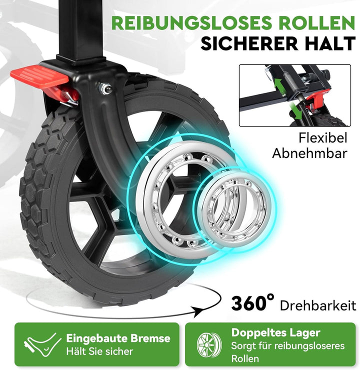 HIKENTURE Bollerwagen Faltbar mit Bremen - 140 Liter Volumen &amp; 150KG belastbar - Extrem Faltbarer Bo