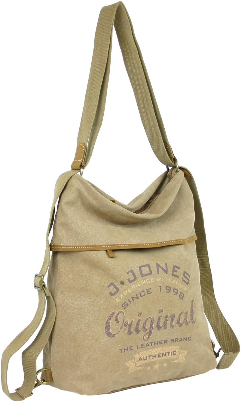 JENNIFER JONES - Grosse Damen Handtasche aus Canvas und Echtleder - Vintage Look - Casual Schulterta