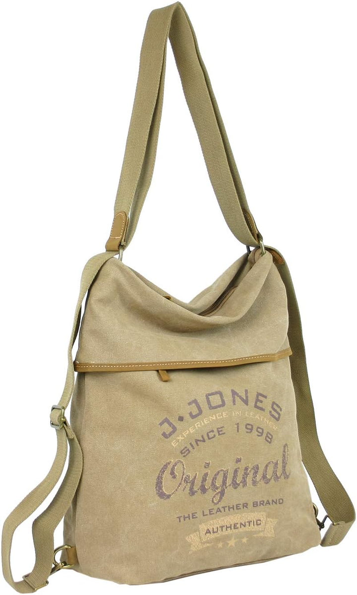 JENNIFER JONES - Grosse Damen Handtasche aus Canvas und Echtleder - Vintage Look - Casual Schulterta