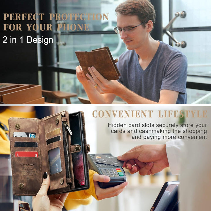 UFinetech 2-in-1 Samsung Galaxy S21 Hülle Tasche Handy Leder TPU Flip Magnetische Ständer Kartenfach