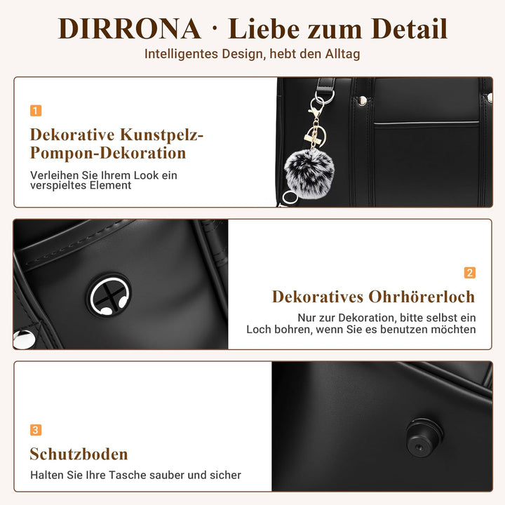 DIRRONA Damen Schultertasche Japanische Schule Handtasche Lässig Kawaii JK Tasche Grosse PU Leder Da
