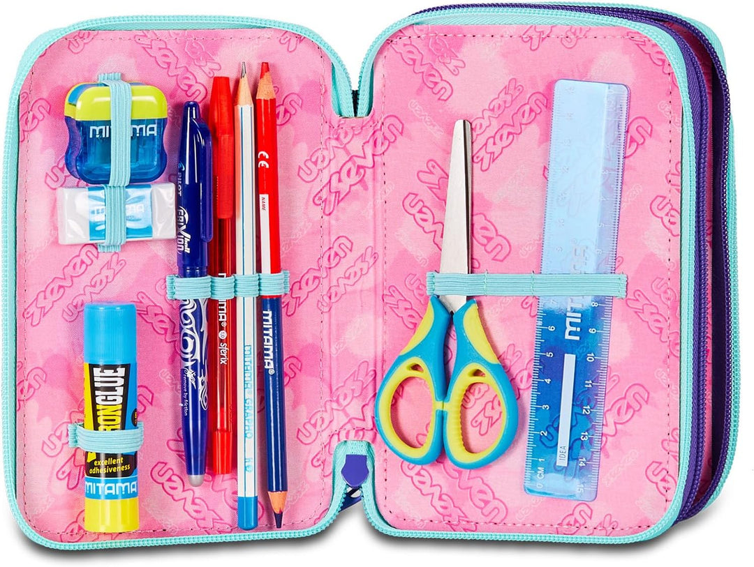 Seven Federmäppchen, Mäppchen, Mehrfarbig, Federtasche für Schreibwaren, Etui mit Stiften, Kugelschr