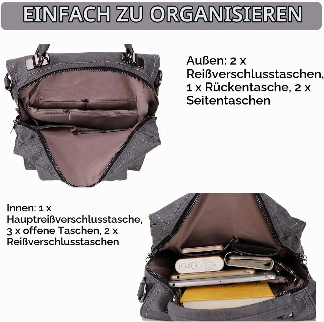 RAVUO Damen Rucksäcke,PU-Leder Rucksack Frauen Mädchen Mode Backpack Rucksack 3 Wege Reisetasche Sch