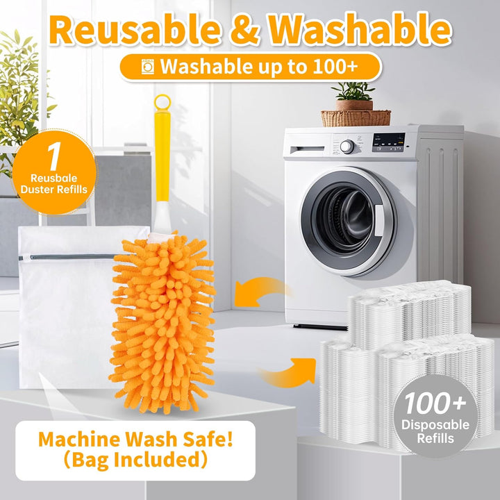 8 Stück Staubwedel Waschbar für Swiffer Duster Staubmagnet Nachfüllpack, 360° Wiederverwendbar Tüche