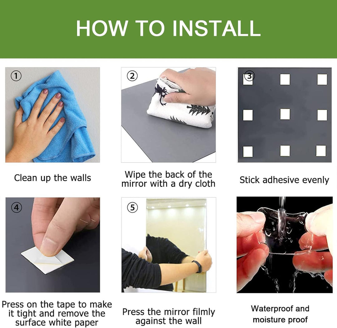 JMITHA Spiegelfliesen Selbstklebend HD Spiegel Glasspiegel Spiegelfliesen Wandspiegel Selbstklebende