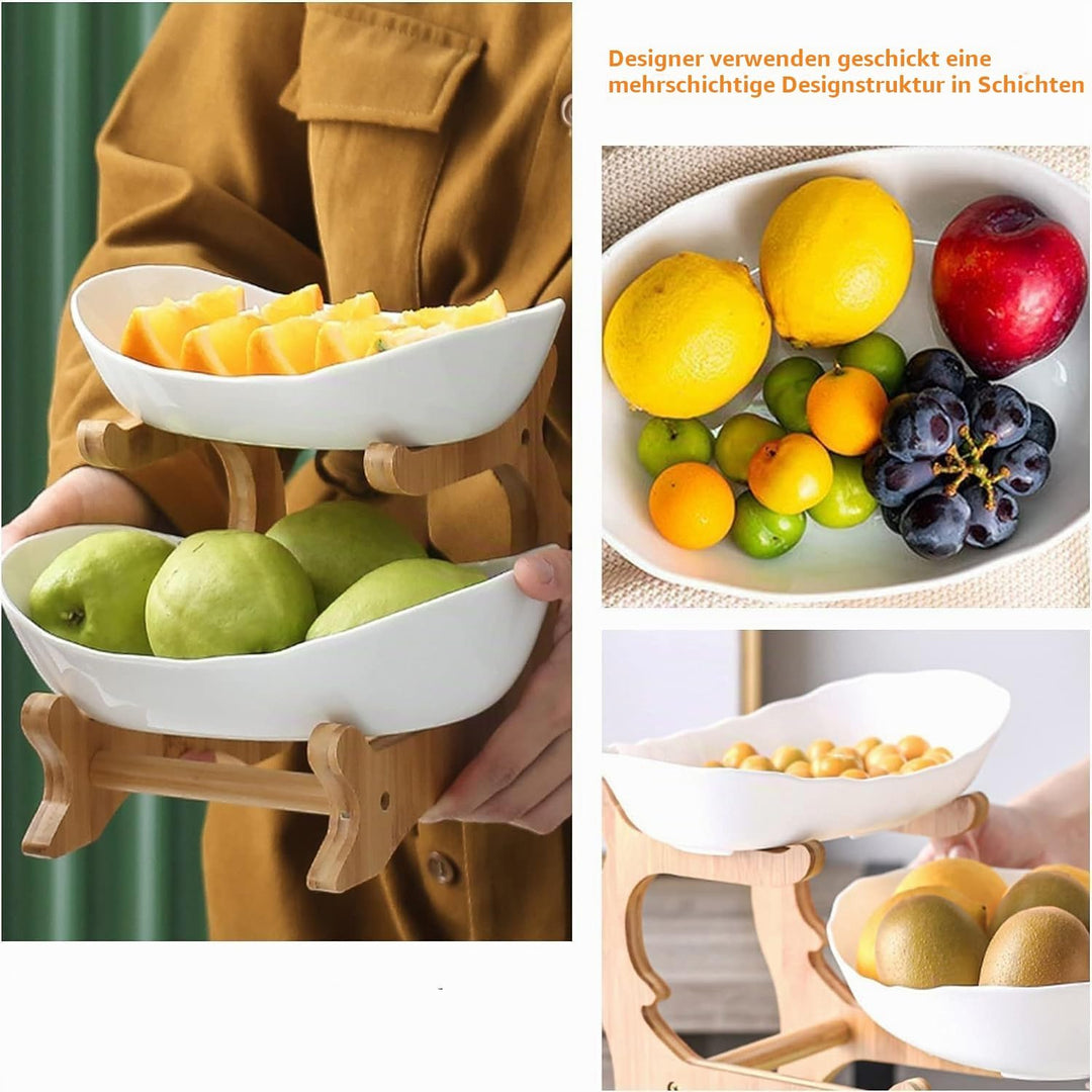 Obst Etagere Keramik Obstschale mit 2 Etagen Keramik Obstteller 2 Ebenen ObstEtagere Obstschale Etag