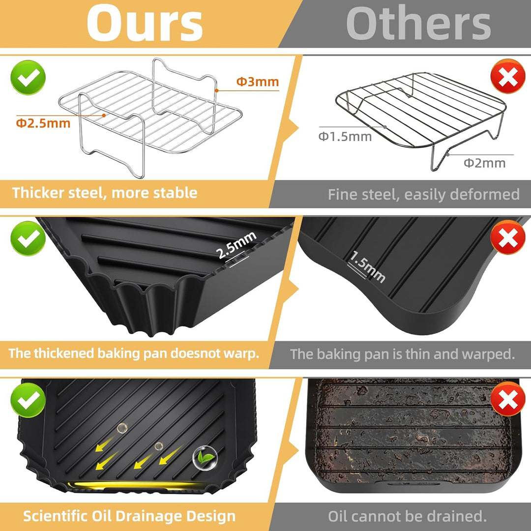 Ninja AF400EU Silikonform & Grillrost | HONYAO 8 Stück Airfryer Silikonform & Grillrost für Ninja AF