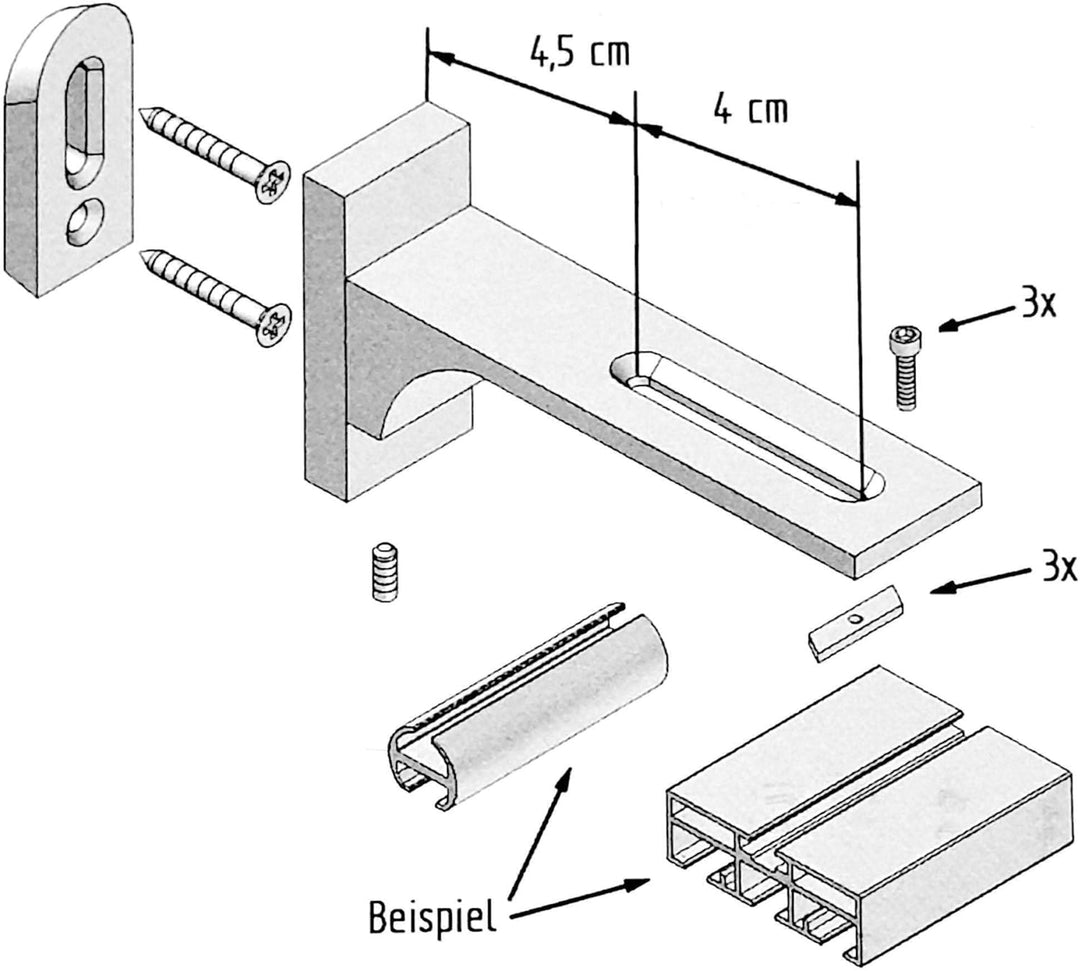 Vorhangschiene "weiss" aus Aluminium, alle Längen bis 480cm möglich, Flache Gardinenschiene (7mm), 1