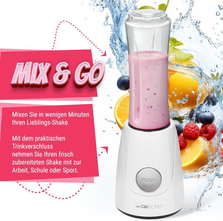 Clatronic® Smoothie Maker für Smoothies & Shakes | Mixbehälter als Trinkbecher zu verwenden | Shaker