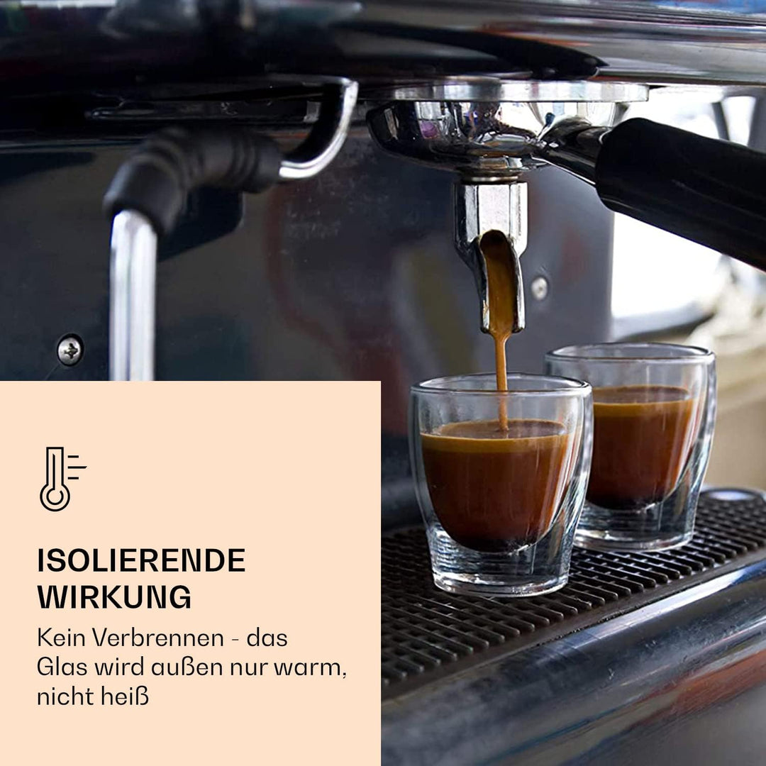 DUOS® Espressotassen Set 2x 80ml + 2x Löffel - Espresso Gläser, Espresso Tassen, Doppelwandige Gläse