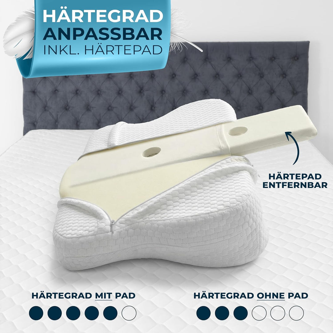 Glückstoff® Ergonomisches Kissen [Innovationspreis für Ergonomie nominiert] Kopfkissen aus Memory Fo