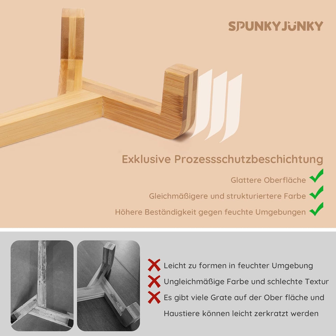 SPUNKYJUNKY Hundenapf Keramik Doppel Hund Futternapf mit Bambus Ständer für Grosse Hunde (1800ml, We
