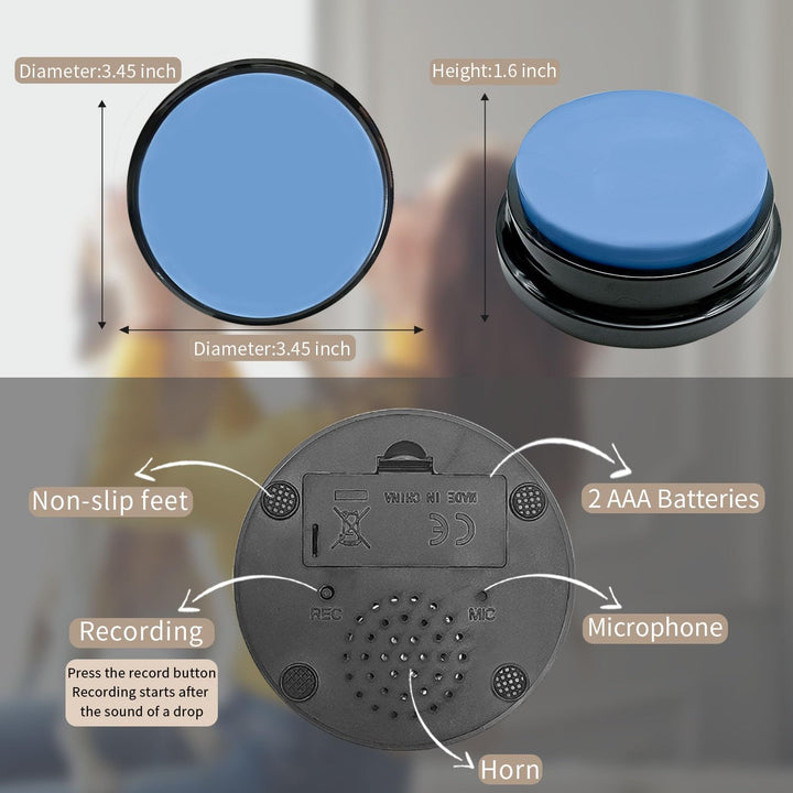 4 Stück Sprechender Hund Button Set, Hundetaste zum Sprechen mit Ihrem Hund, 30 Sekunden beschreibba