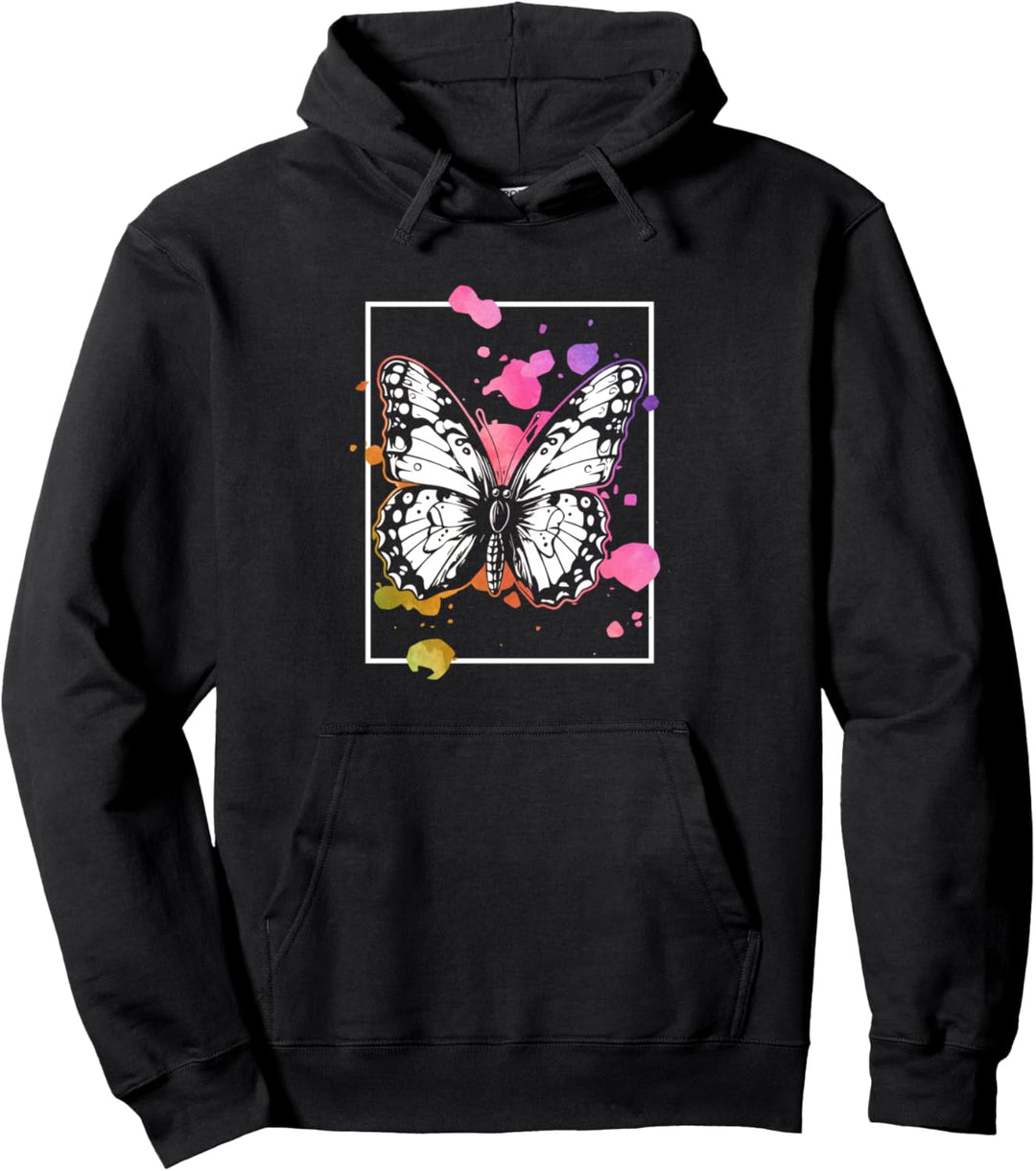 Buntes Schmetterling-Retro-Design, Insekten, Natur Pullover Hoodie
