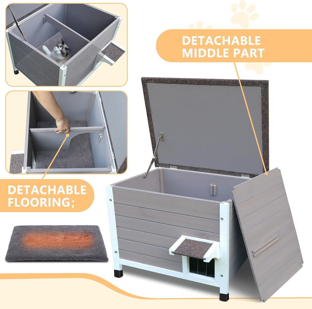 Outdoor Katzenhaus, 100% isoliert Outdoor-Katzenhäuser mit Matte für Winter für verwilderte Katzen w