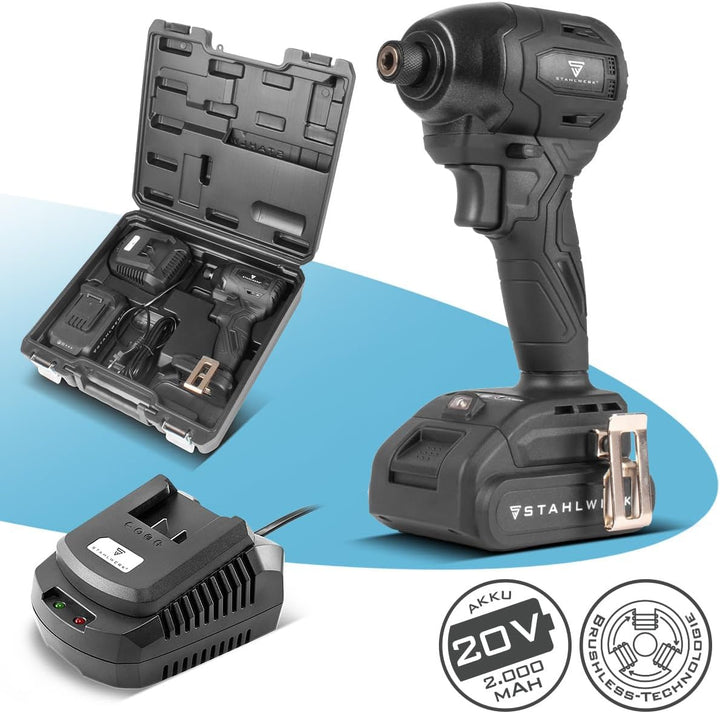 STAHLWERK Akku-Schlagbohrschrauber ADS-190 ST – 20 Volt-System und Brushless-Technologie Akkuschraub