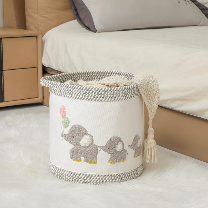Baby Spielzeugkorb Wäschekorb Decke Körbe Niedlicher Elefant Kinderzimmer Aufbewahrungskorb, gewebte