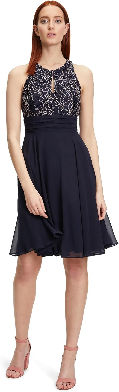 Vera Mont Damen Abendkleid mit Spitze 40 Nachthimmel, 40 Nachthimmel