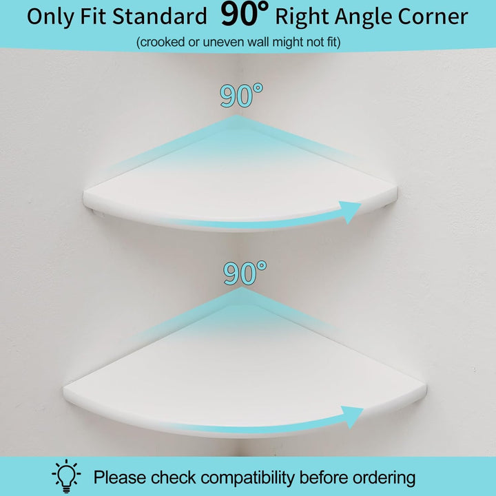 Eckregal Hängeregal Weiss, Eiche Massivholz runde Wandregal Holz kleines Regal Pflanzenregal für Sch