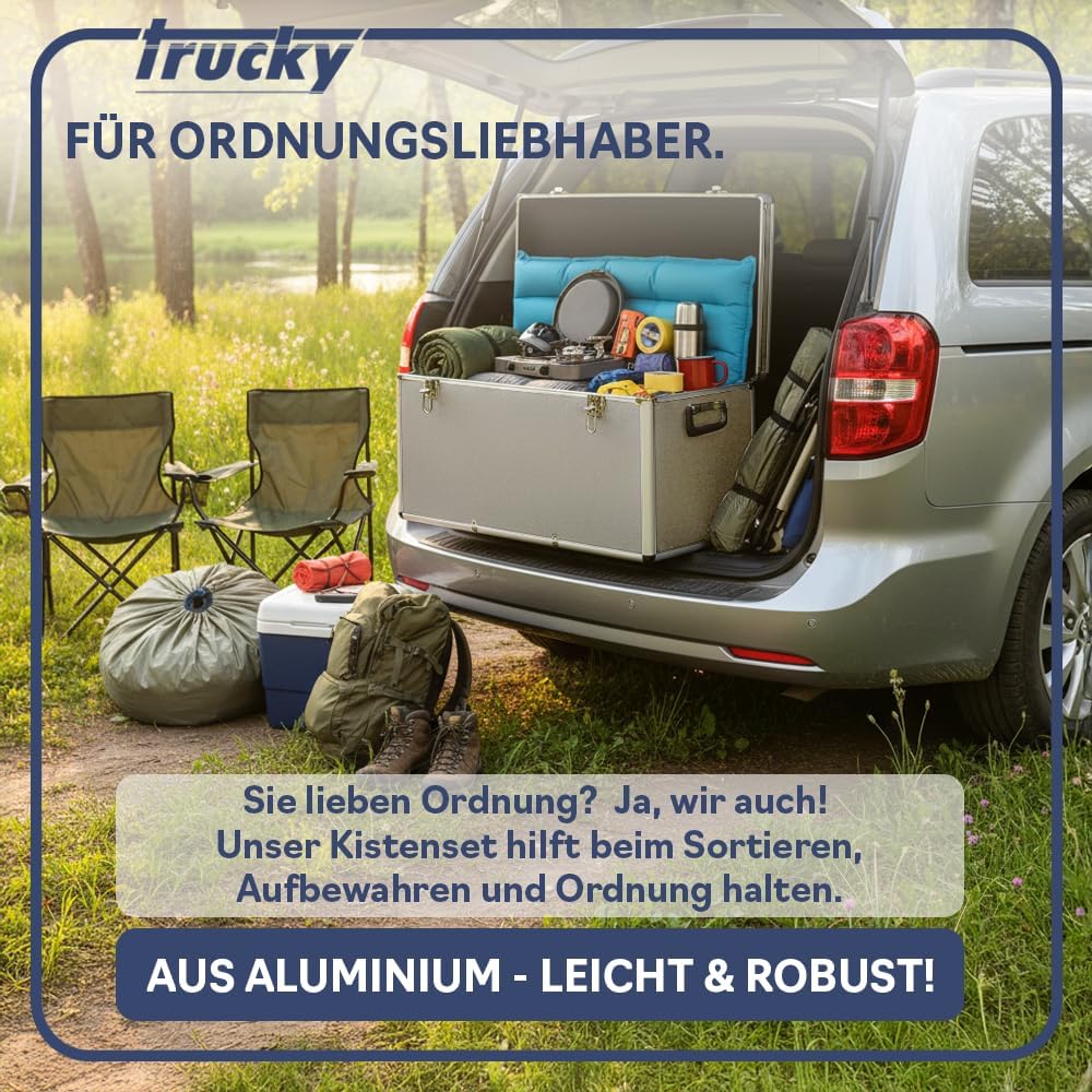 trucky Aluminium 3er Set Boxen Alukiste 3x Alu Box Koffer Kiste Transportbox Werkzeugkiste Werkzeugk
