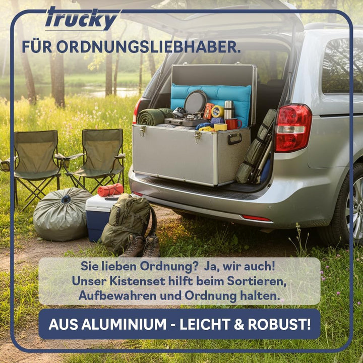 trucky Aluminium 3er Set Boxen Alukiste 3x Alu Box Koffer Kiste Transportbox Werkzeugkiste Werkzeugk