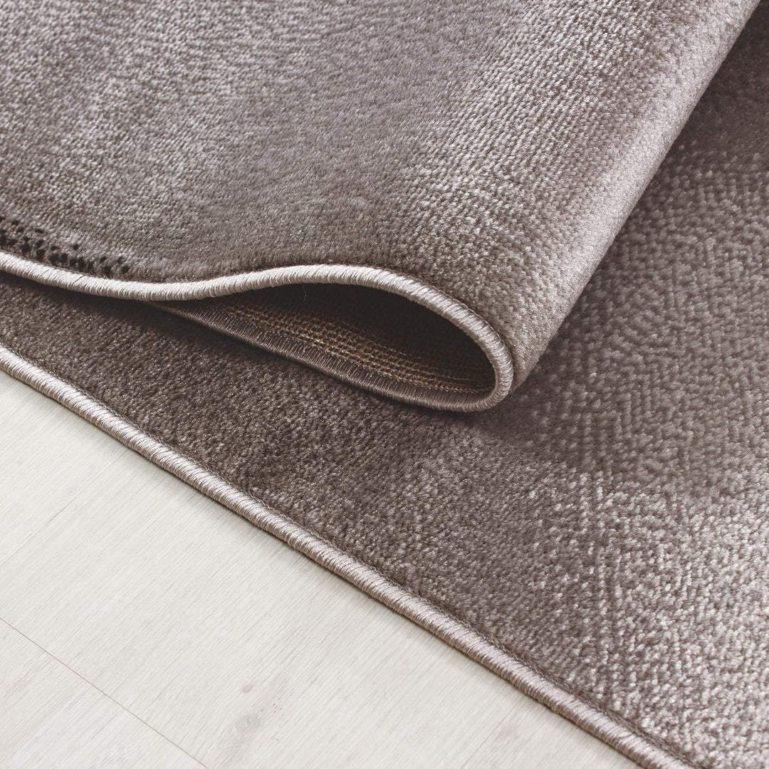 Teppium Moderner Kurzflor Teppich Läufer Flur 80 x 150 cm Braun - Flauschiger Teppich Waschbar, Abst
