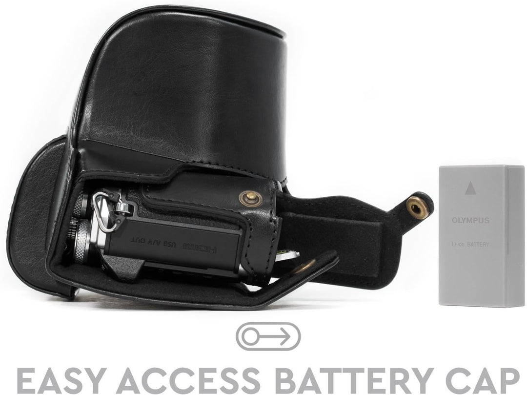 MegaGear MG993 Olympus OM-D E-M10 Mark II, E-M10 (14-42mm) Ever Ready Leder Kamera-Case mit Tragerie