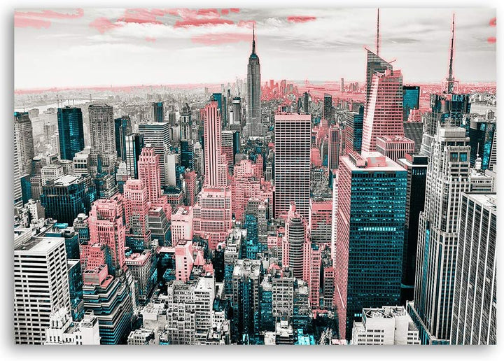 Leinwandbild XXL Manhattan Wandbild Kunst abstract Rosa 120x80 cm Leinwandbild 120x80 cm Rosa_a, Lei