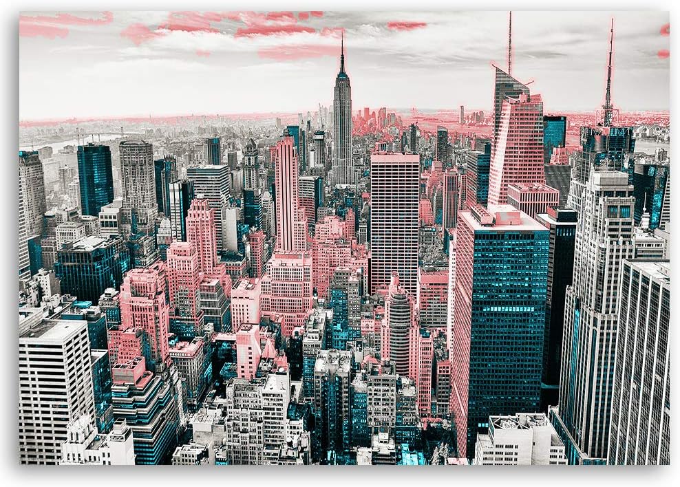 Wandbild Manhattan Modern Deko Kunst Bilder abstract Rosa 90x60 cm Deko Paneel 90x60 cm Rosa_a, Deko