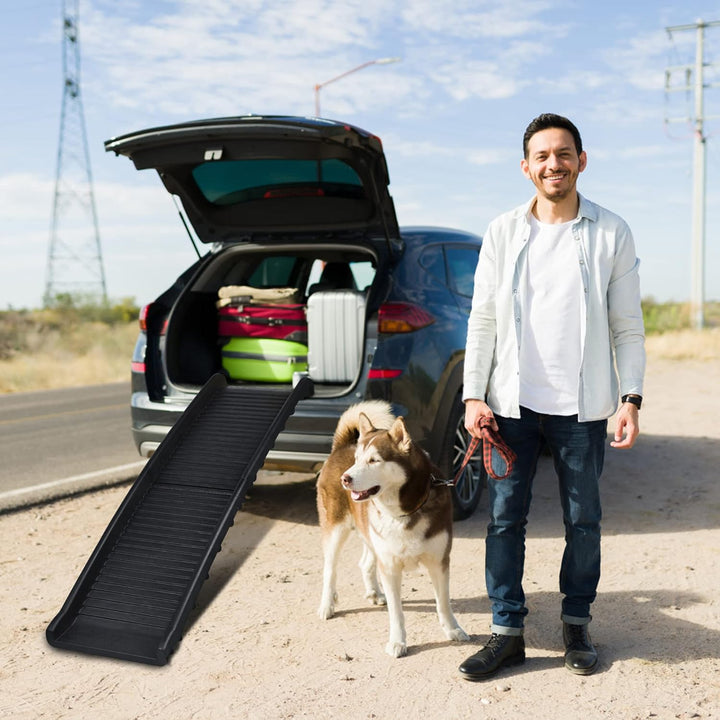 Schwarz Klappbar Hunderampe Auto Hundetreppe Anti-Rutsch Kofferraumrampe Autorampe Hunde-Rampe bis 9