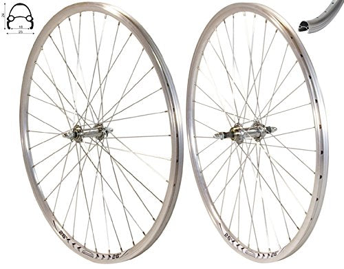 Redondo 26 Zoll Laufrad Set Hinterrad Vorderrad 26" V-Profil Hohlkammer Felge Silber