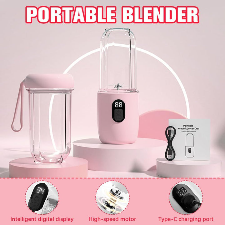 Tragbarer Mixer Smoothie Maker, 500 ml Mixer Smoothie Maker to Go mit Digitalanzeige, 16-Blatt, USB