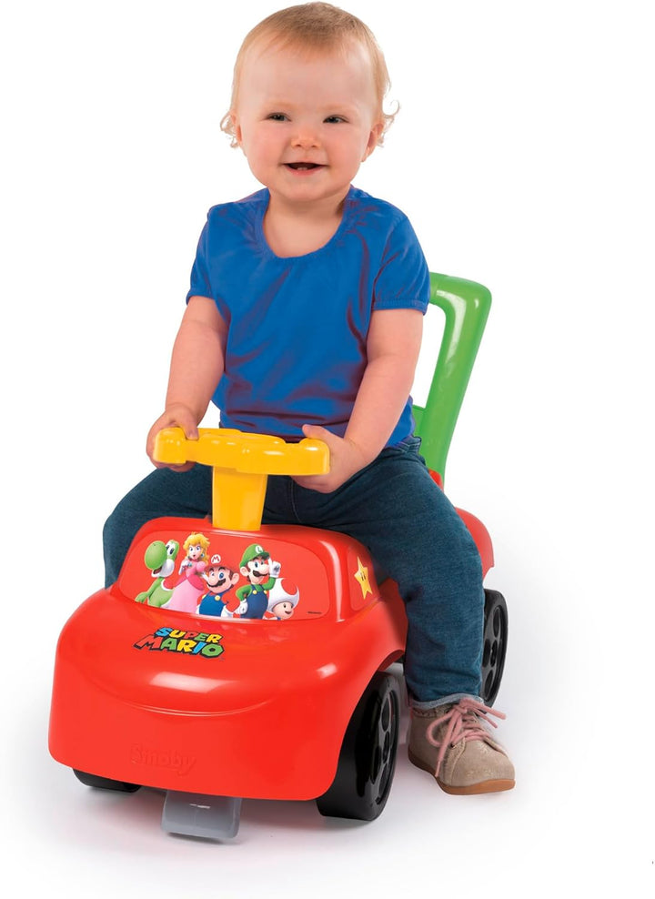Smoby - Super Mario Auto - Rutscherfahrzeug - Kinderfahrzeug mit Staufach und Kippschutz, für drinne