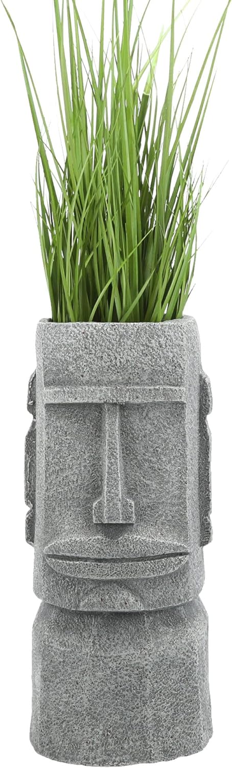 Cepewa Pflanztopf Moai Kopf │ Magnesia 20,5x46x20,5cm grau │ Blumentopf Pflanzgefäss Topf Übertopf (