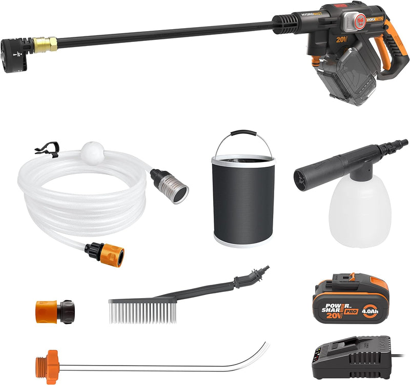 WORX Nitro 18V(20V MAX) Hydroshot Akku-Hochdruckreiniger WG633E.1, PowerShare, Terrassenreinigung un