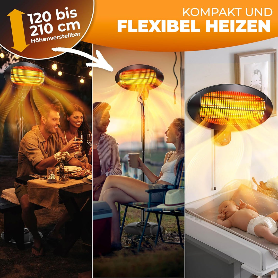 KESSER® Heizstrahler 2000 Watt ✓ Infrarot ✓ Standheizer ✓ Terrassenheizung ✓ Terassen ✓ Strahler ✓ H