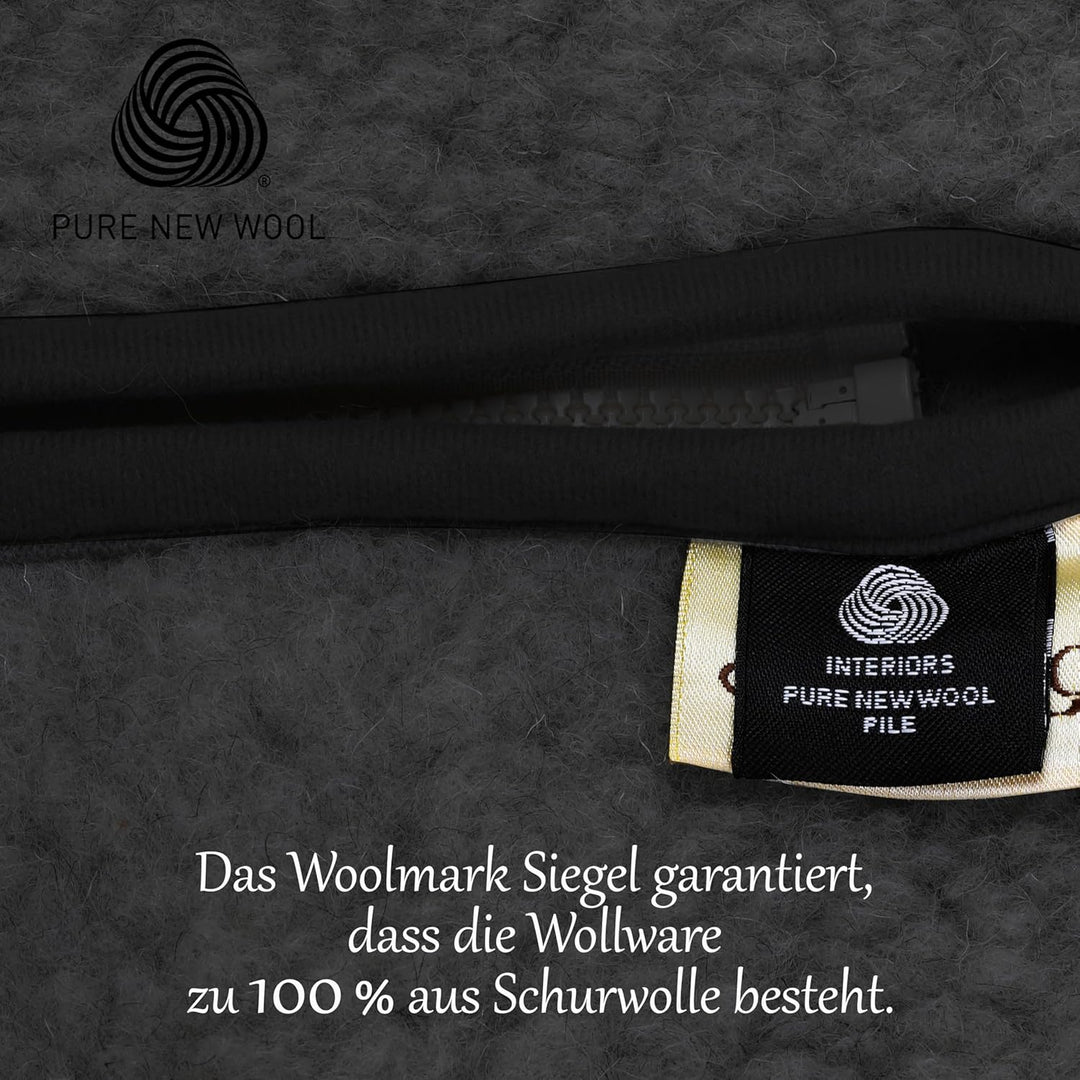 Warme & Dicke Tragbare Decke mit Ärmel aus Schurwolle, Wolldecke Merinowolle, Woolmark-Zertifiziert,