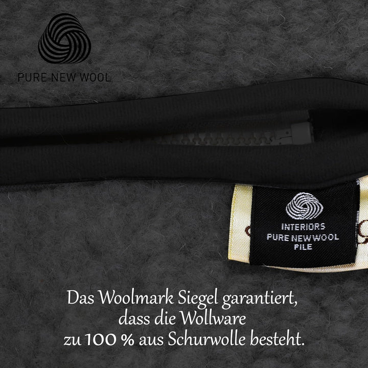 Warme & Dicke Tragbare Decke mit Ärmel aus Schurwolle, Wolldecke Merinowolle, Woolmark-Zertifiziert,