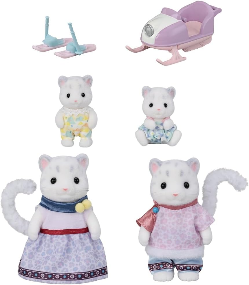 Sylvanian Families - 5814 Schneeleoparden Familie, Spielset mit Tierfigur, samtige Tierfiguren, Leop
