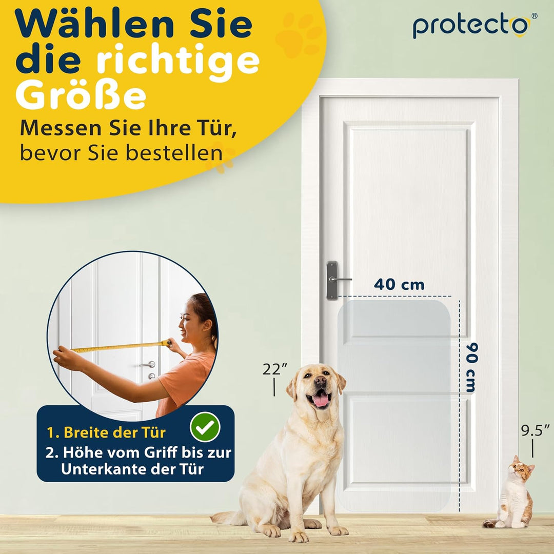 PROTECTO Türschutz für Hunde-Kratzschutz transparenter Katzen-Kratzschutz – mühelos anzubringender k