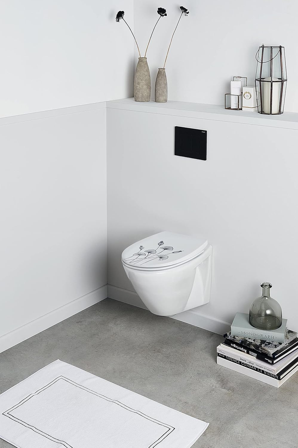 Wirquin 20724240 Marbella WC-Sitz aus thermoplastischem Kunststoff, Blumendekor schwarz