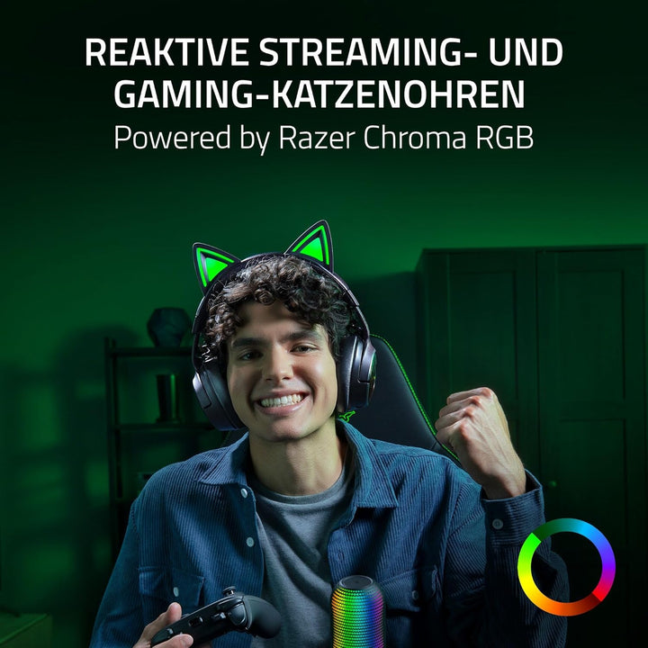 Razer Kraken Kitty V3 Pro - Kabelloses RGB-Kitty-Headset für Gaming - Reaktive Streaming-Katzenohren