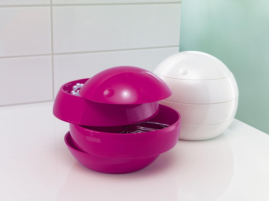 Spirella Kosmetikorganizer Bowl Beauty Aufbewahrungsbox für Make Up und Schmuck mit 3 Fächern 16x14c